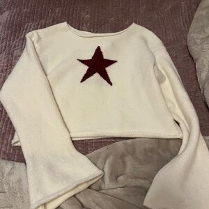 Cream and Burgundy Star Sweater